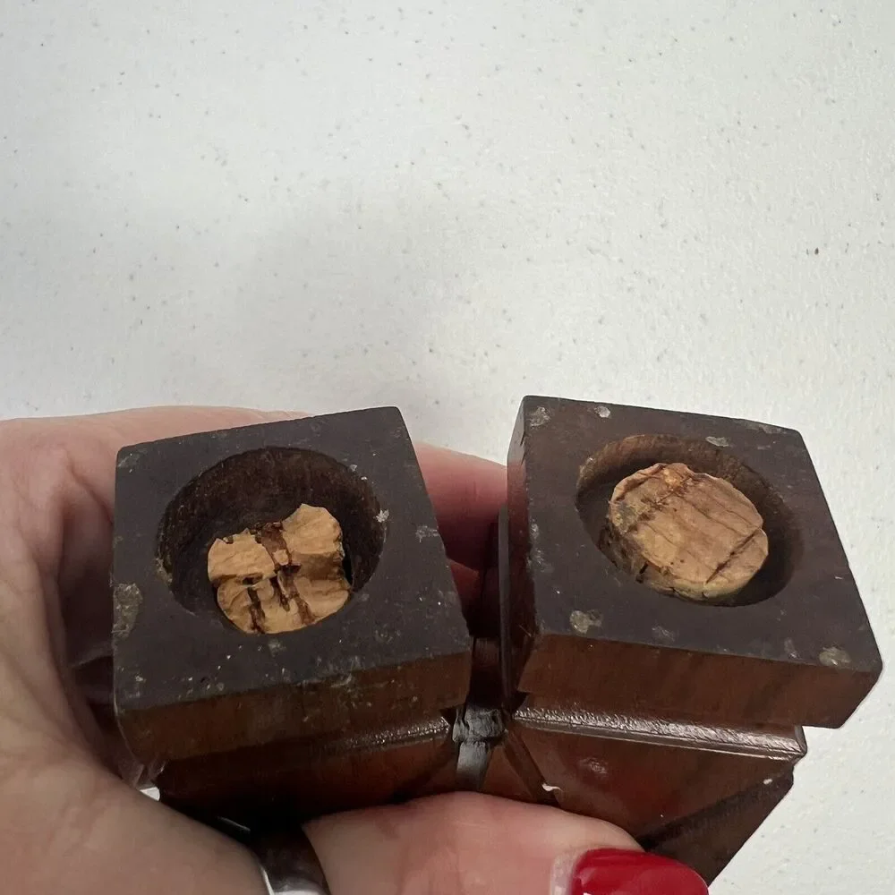 Vintage Wooden MCM Mid Century Modern Salt And Pepper Shakers Square Wood Rustic